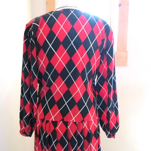 Size 8 Kevan Hall Couture 100% Silk Black and Red Skirt Suit - Picture 9 of 13